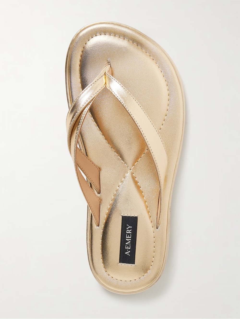 A. Emery Morgan metallic leather flip flops— size EU 37 or US 7
